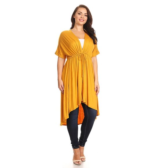 New Plus Size Knit Solid Open Front Long Cardigan Top - Picture 1 of 1